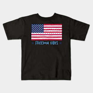 American Flag "Freedom Vibes" Kids T-Shirt